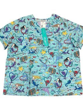 Vintage Cherokee Women’s Mermaid Scrub Top Size Extra Large